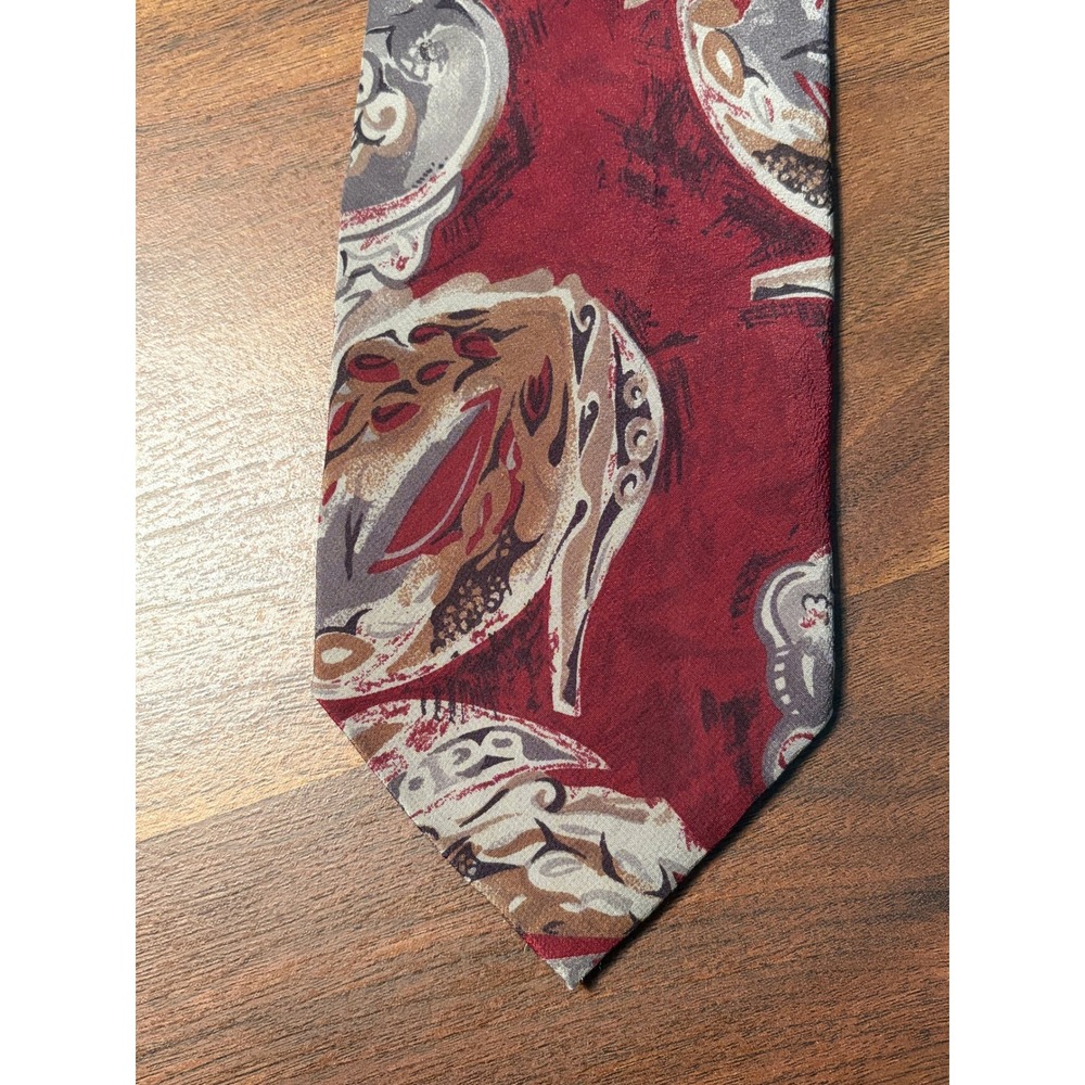 Unbranded Burgundy Abstract Paisley Silk Necktie Mens OS Excellent